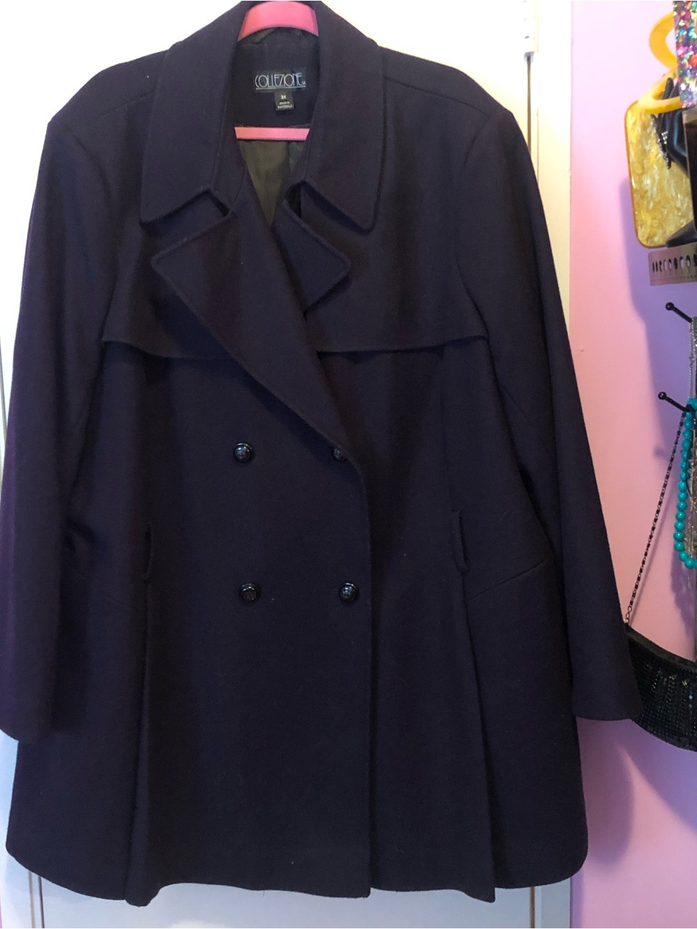COVINGTON Women's Double-Breasted Purple Peacoat